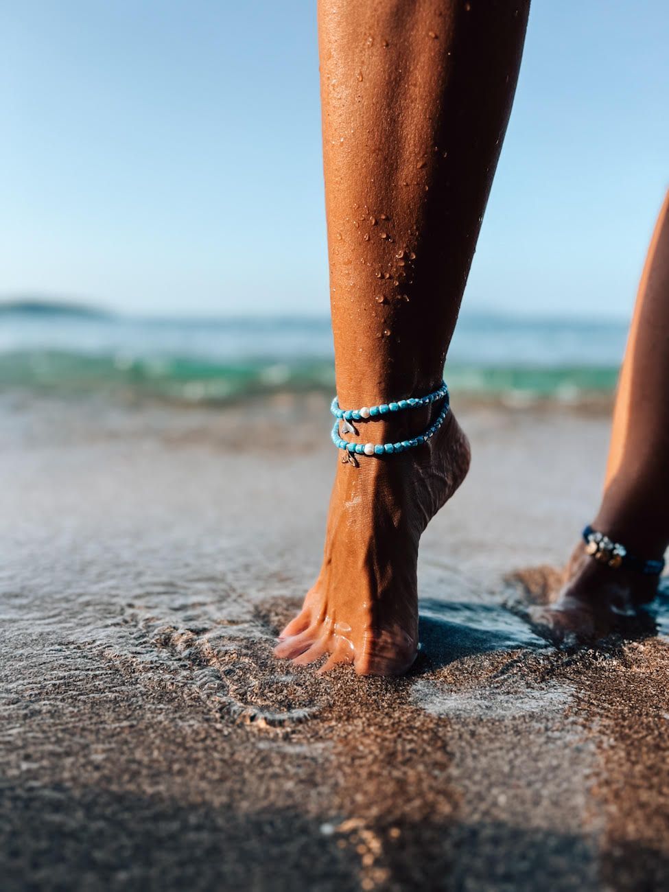 Mykonos blue mermaid anklet in gold
