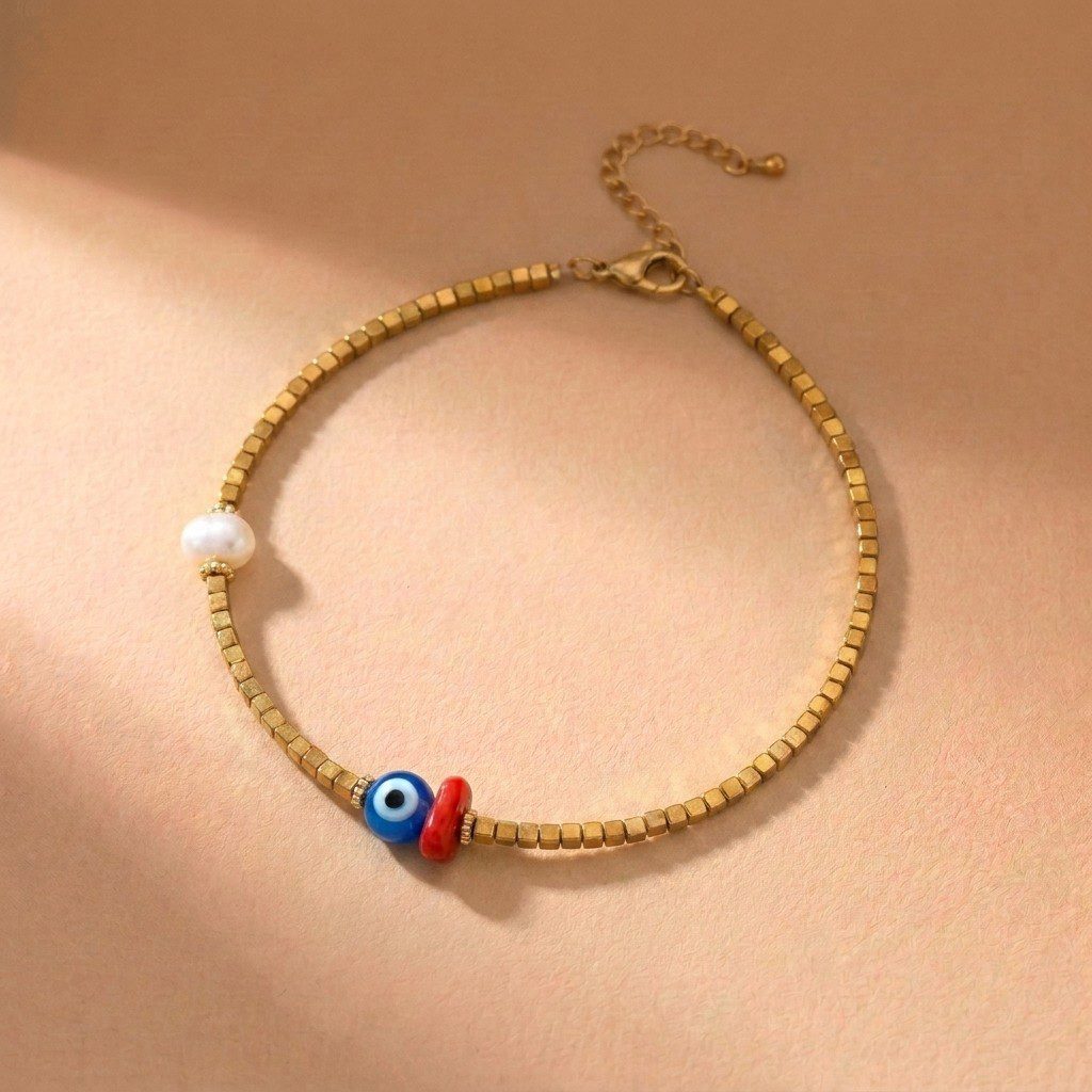 Little eye charm summer hematite anklet