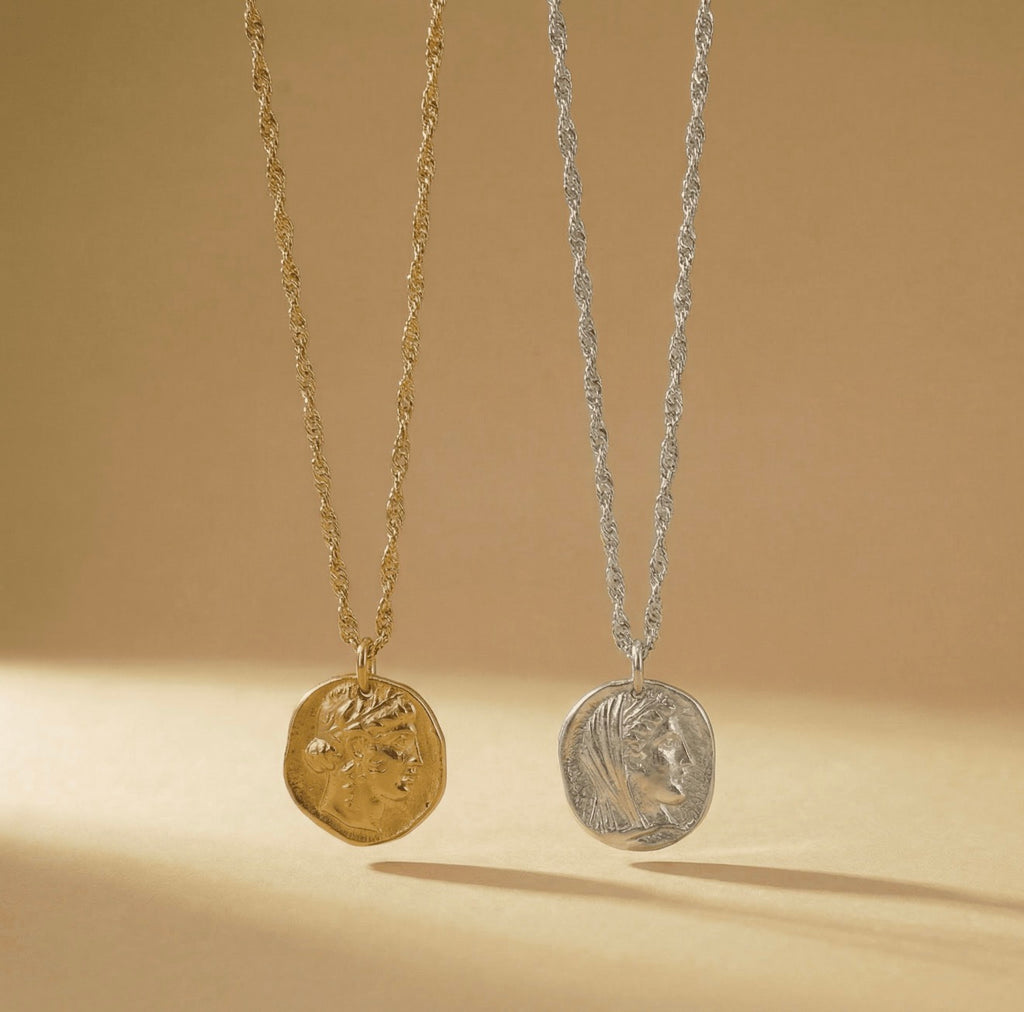 Ancient Greek Coin Long Necklace – Timeless Medallion