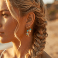 Gold Starfish and Nautilus shell hoop Earrings