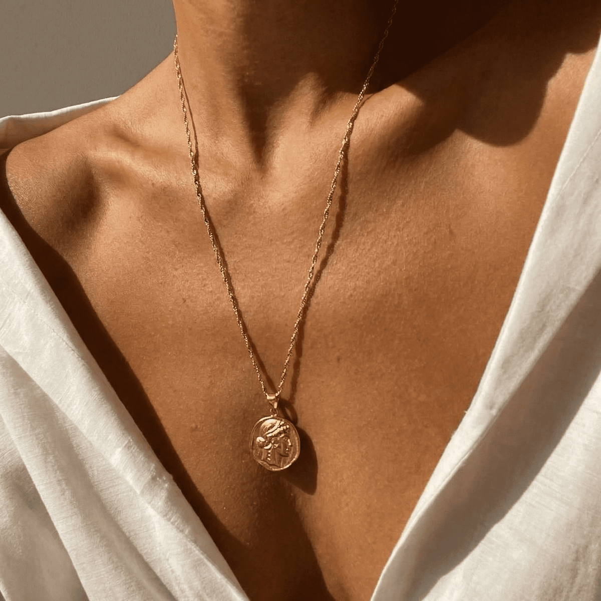 Ancient Greek Coin Long Necklace – Timeless Medallion