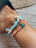 Coral anklet with turquoise starfish