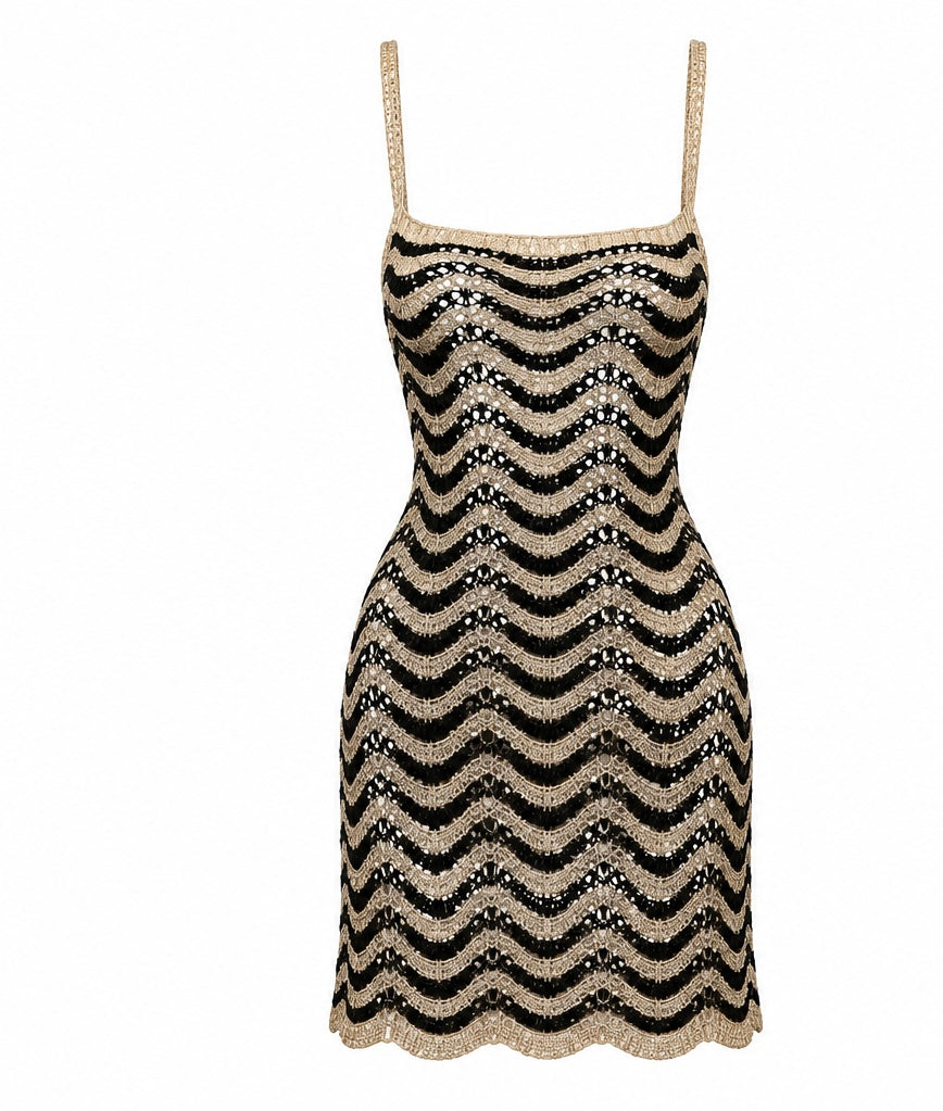 Milos Mini Black Crochet Dress