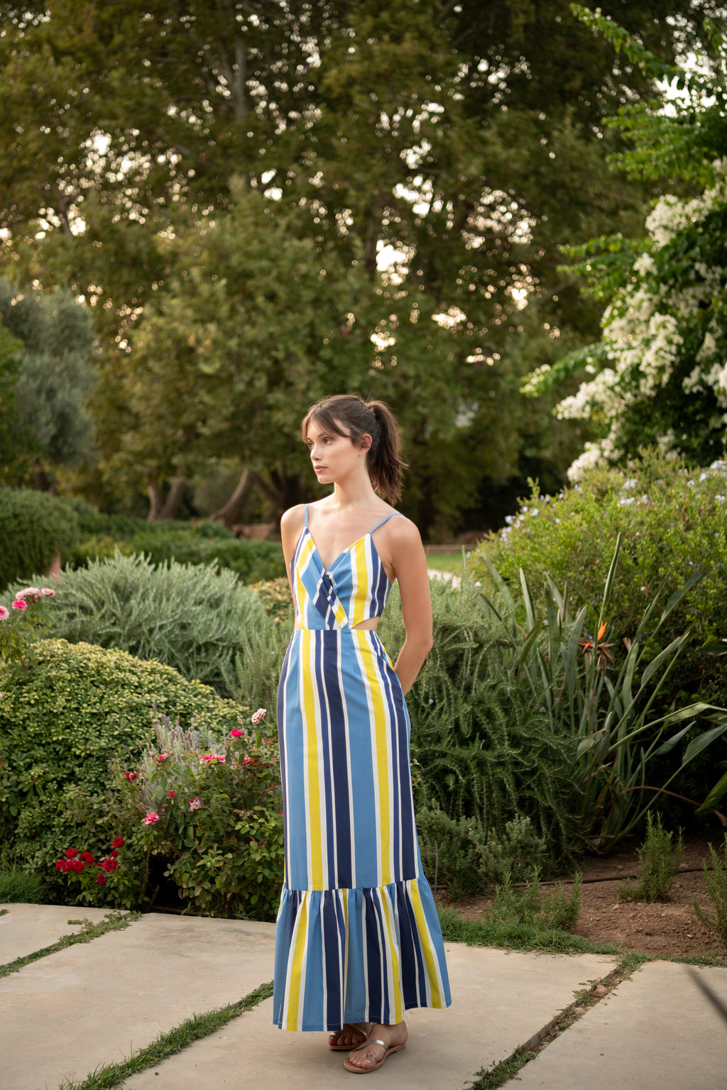 Galeria Capri striped Marigold long dress lifestyle.jpg