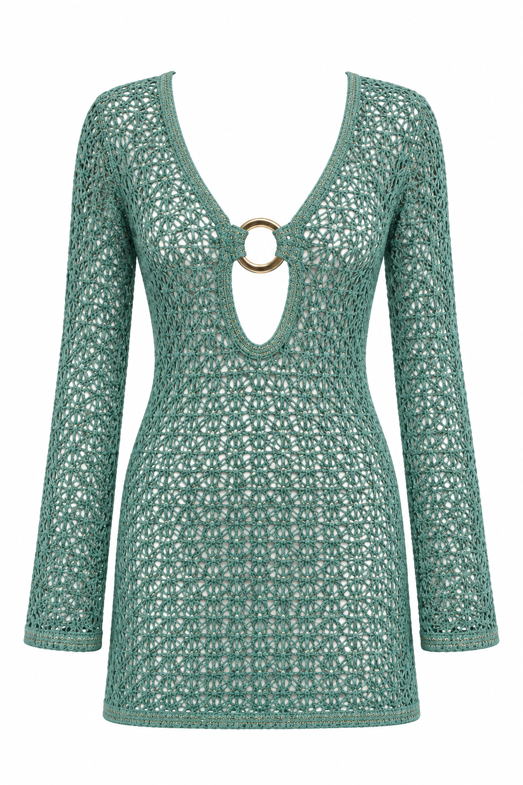 Paros Turquoise crochet knit dress