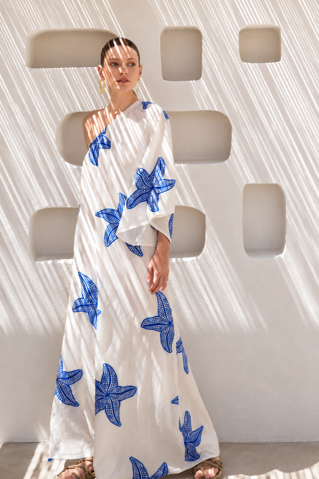 Blue Off White Starfish Dress — Mystery Resort