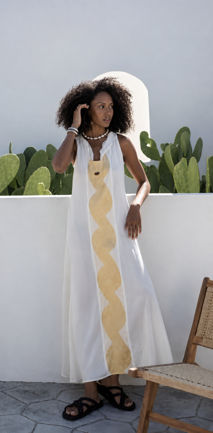 Gold chain Off-white Dress — Mystery Resort