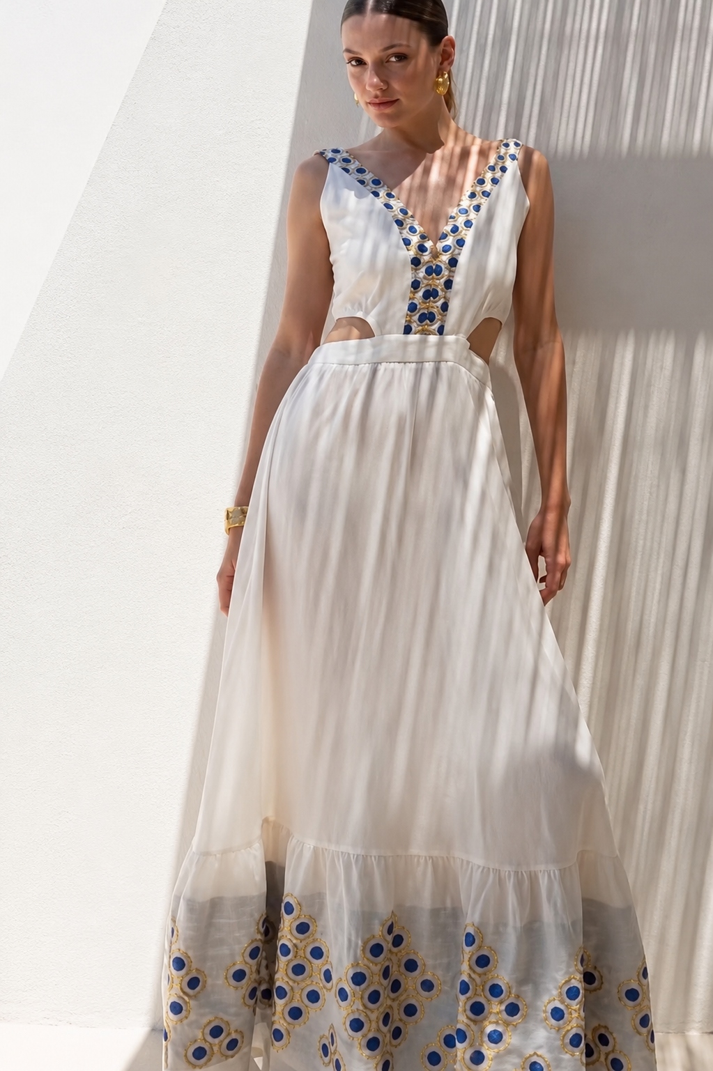 Gold Blue Off-white  Dress — Mystery Resort