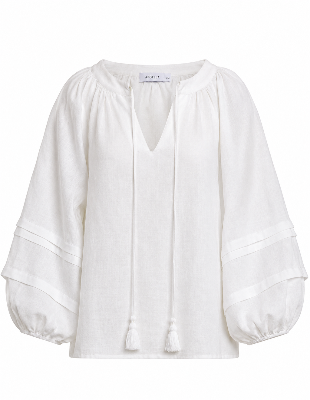 Kalli Balloon Sleeve Top White — Apoella