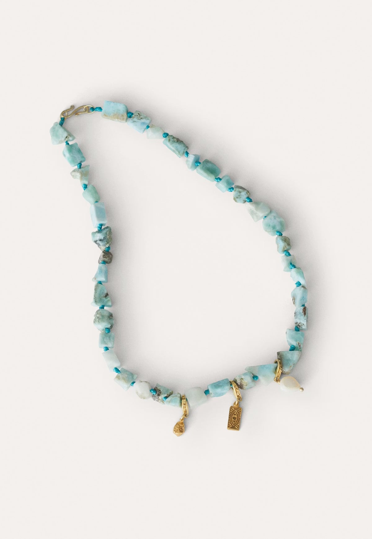 Larimar pebble and charms necklace-3.jpeg