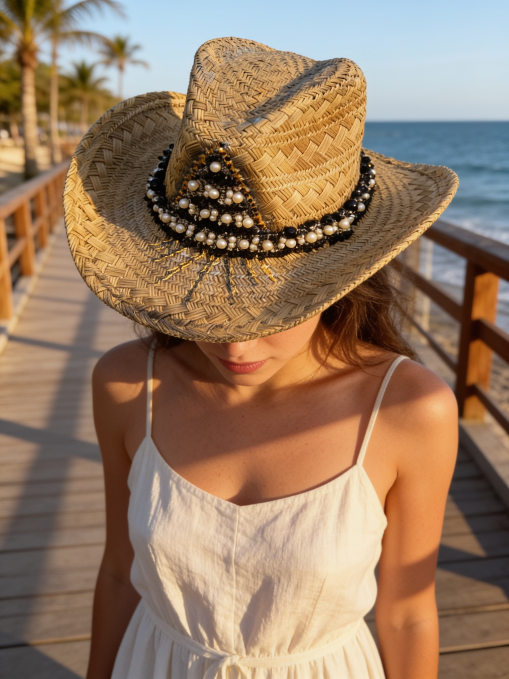 Mother hats-1 black and white pearl cowboy hat.PNG