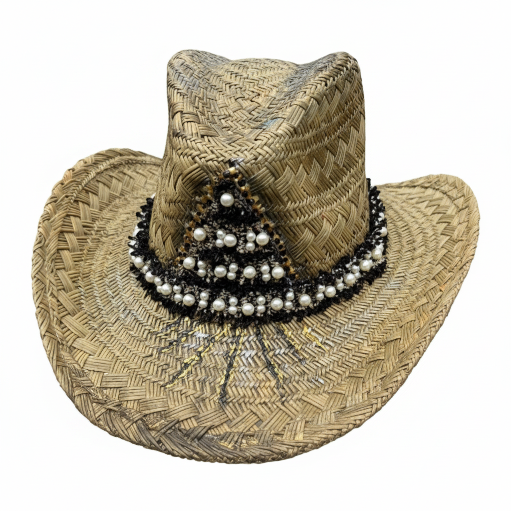 Mother hats-1 black and white pearl cowboy hat.PNG.PNG