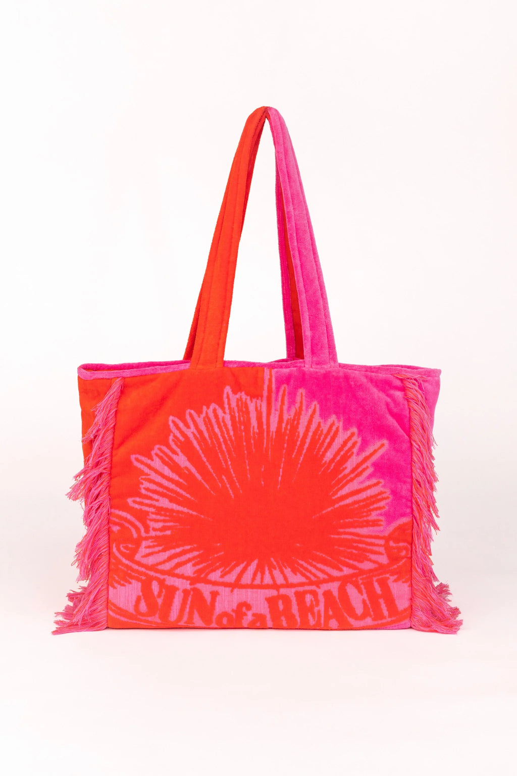 Sun of a beach bags-2Bicolor Velvet Bubblegum Orange | Terry Tote Beach Bag.WEBP