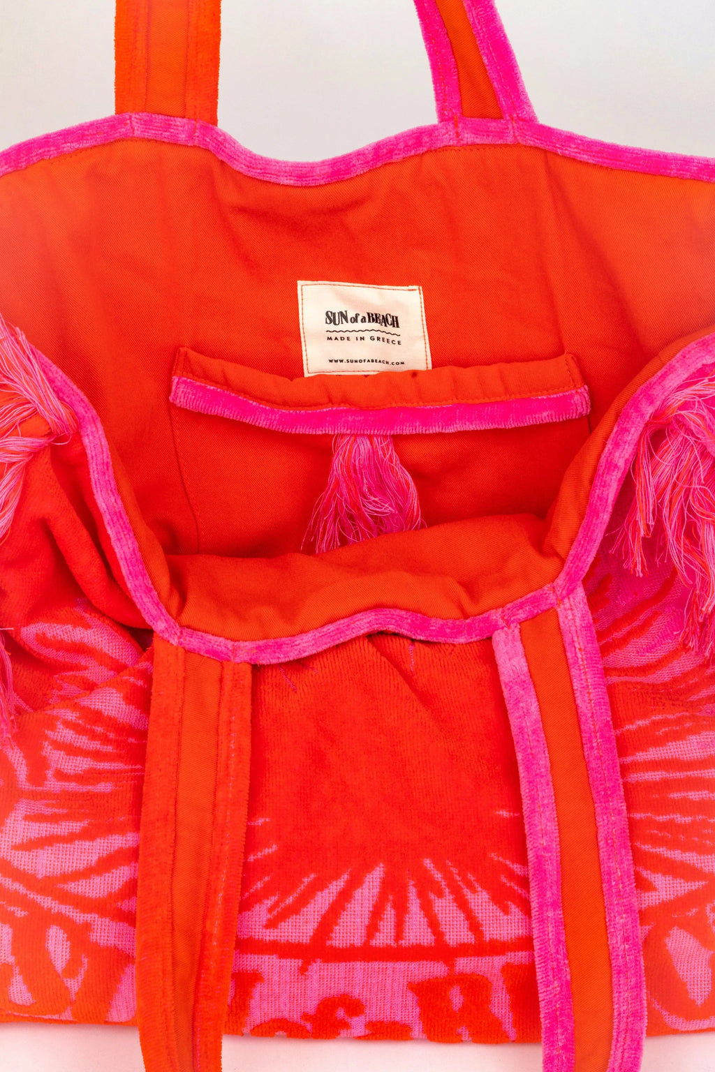 Sun of a beach bags-3Bicolor Velvet Bubblegum Orange | Terry Tote Beach Bag.WEBP