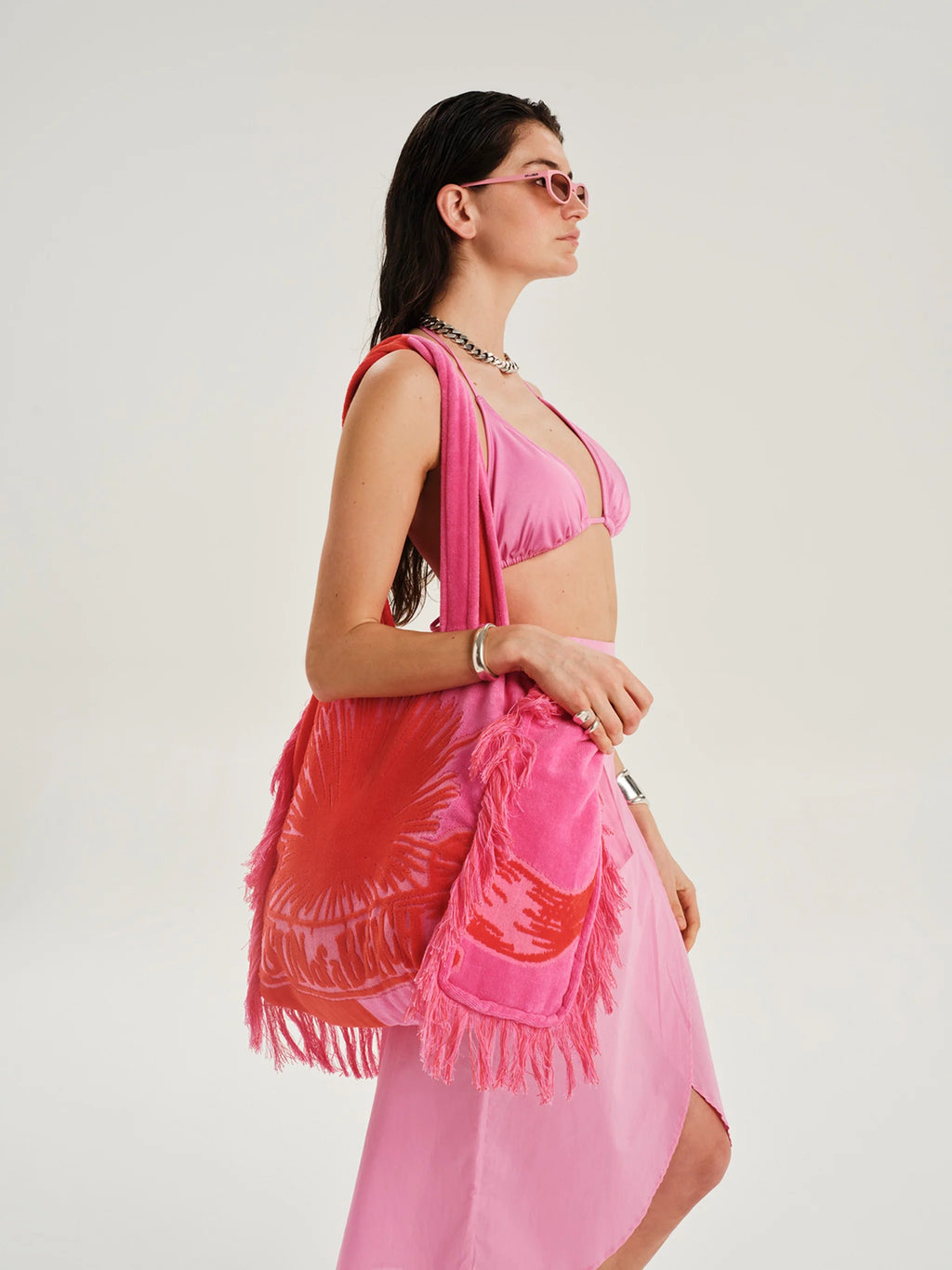 Sun of a beach bags-5Bicolor Velvet Bubblegum Orange | Terry Tote Beach Bag.WEBP